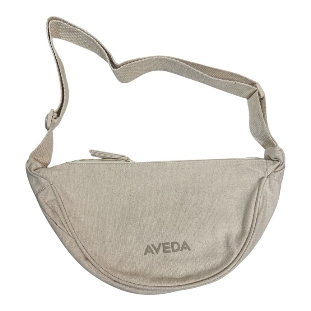 AVEDA Natural Canvas 100% Cotton Crossover Sling Bag 10x7 Adjustable Strap New